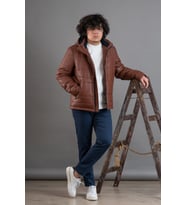 KAPŞONLU REGULAR FİT ERKEK ŞİŞME MONT (Kiremit)