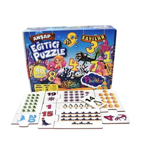 Play Wood Sayılar 48 Parça Ahşap Puzzle Eşleştirme