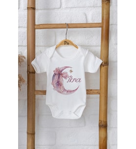 Pia Baby Premium %100 Pamuk İsme Özel Organik Baskılı Çıtçıtlı Bebek Body Zıbın Modelleri 5065-16 (Ekru)