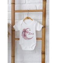 Pia Baby Premium %100 Pamuk İsme Özel Organik Baskılı Çıtçıtlı Bebek Body Zıbın Modelleri 5065-16 (Ekru)