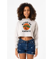 Cobra Kai Miyagi Do Karate Beyaz Kırçıllı Kadın Crop Kapşonlu