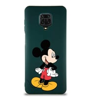 Xiaomi Redmi Note 9S Soft Premier Kapak Mickey Mouse-D Tasarımlı Silikon Kılıf - Yeşil (Şeffaf)