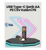 Mey İthalat® Yüksek Performanslı AA USB Şarjlı Lityum Pil 1.5V Sabit Güç 2’li Paket