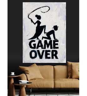 "Game Over" Komik Evlilik Tablosu Dekoratif Kanvas - Mdf Ahşap Tablo