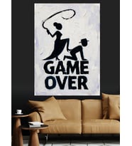 "Game Over" Komik Evlilik Tablosu Dekoratif Kanvas - Mdf Ahşap Tablo