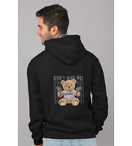 Unisex Oversize Hoodie - Hug ME Baskılı Kapüşonlu Sweatshirt Streetwear (Siyah)