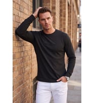 DeepSEA Erkek Slim Fit Likralı Çizgi Dokulu Beyaz Sweatshirt – Bisiklet Yaka Nakışlı Spor Şık Sweat 2708518