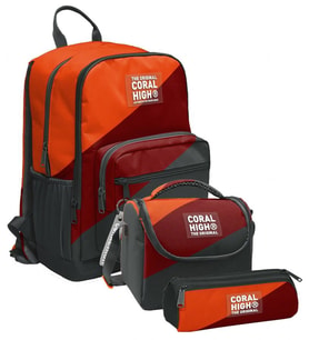 Coral High İlkokul ve Ortaokul Okul Çanta Üçlüsü - Erkek Çocuk, Turuncu Bordo Gri Renkli