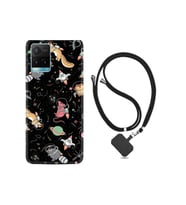 Vivo Y21s Kılıf Silikon Desen Boyun Askılı Planet Animals 1771