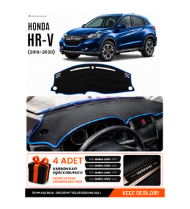 e-biz HONDA HR-V (2016-2020) Uyumlu Torpido Koruma, Torpido Örtüsü, Torpido Kılıfı - Siyah-Mavi - HO021