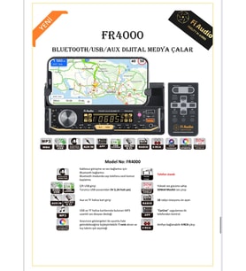 fi Audio FR4000 TELEFON STANDLI BLUETOOTH/USB/AUX DİJİTAL MEDYA ÇALAR OTO TEYP (Siyah)