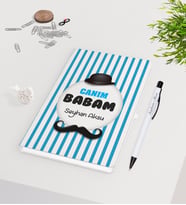 BK Gift Kişiye Özel Canım Babam Tasarımlı Beyaz Defter Kalem Seti - Model 3