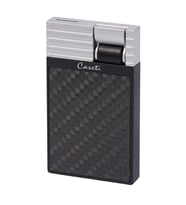 Caseti Tek Torch Perde Alev Siyah Karbon Gümüş Metal Puro Çakmağı