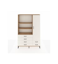 Arges Gardrop 7 Raflı 6 Çekmeceli Tek Kapaklı  132x30x195 Çam-Aytaşı