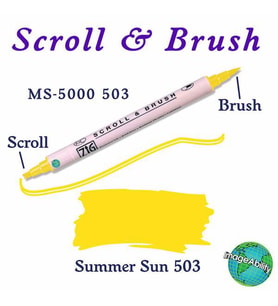 Zig Scroll & Brush Çift Çizgi ve Fırça Uçlu Kaligrafi ve Gölgeleme Kalemi 503 Summer Sun 
