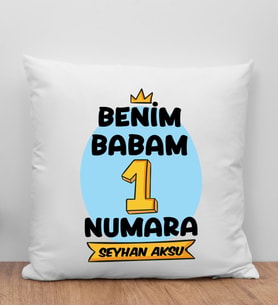 BK Gift Kişiye Özel İsimli Babalar Günü Tasarımlı Beyaz Kırlent Yastık-12, Babaya Hediye, Ev Dekorasyonu, Babalar Günü Hediyesi