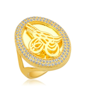 Gümüş Gold Tuğralı Bayan Yüzük