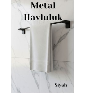 49 cm Siyah Metal Uzun Havluluk Duvara Monte Vidalı Banyo Askı Çubuk