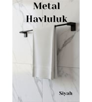 49 cm Siyah Metal Uzun Havluluk Duvara Monte Vidalı Banyo Askı Çubuk
