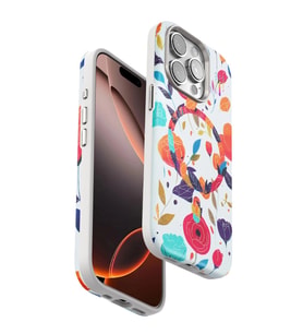 Onegif Apple İphone 15 Pro Flower Series Magsafe Kapak - Beyaz