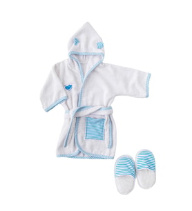 Andywawa Baby Home Erkek Bebek Mavi Bornoz Takımı AC21827RPrep (Beyaz)