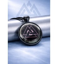 Siyah Metal Üzerine  Cam Kaplama Viking Norse Valknut Sembol Viking Kolye