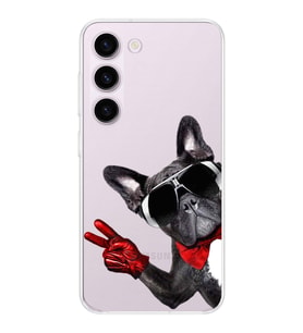 PrintiFy Samsung Galaxy S23 ile Uyumlu Köpek 2 Kamera Korumalı Şeffaf Kılıf