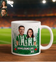 BK Gift Kişiye Özel İsimli Yeşil-Beyaz Sevgili Tasarımlı Beyaz Kupa Bardak – İsim ve Forma Numaralı Taraftar Kupa, Doğum Günü Hediyesi