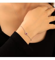 925 Ayar Gümüş Ruby Taşlı Damla Bileklik