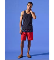 LCW SWIMWEAR Lacivert Diz Altı Boy Renk Bloklu Erkek Deniz Şortu