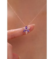 Zambak Çiçeği Kolye  925 Ayar Gümüş Kolye (Mor)