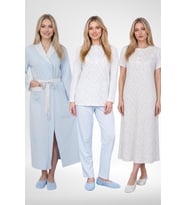 Mecit 6385 Mavi Büyük Beden Kadın Sabahlık Pijama Gecelik Set