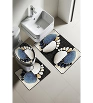Modern Desenli Dijital Baskı 3’lü Banyo Paspas Takımı Yıkanabilir Kaymaz Tabanlı Klozet Takımı KLZ0054 (Çok Renkli)
