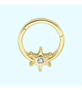 Altın Halka Piercing Tektaş Yıldız 14 Ayar