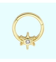 Altın Halka Piercing Tektaş Yıldız 14 Ayar