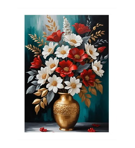 Altın Vazoda Çiçekler Mdf poster 35cm X50cm