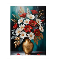 Altın Vazoda Çiçekler Mdf poster 35cm X50cm