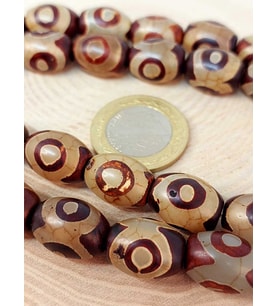 3 Göz Tibet Akik Taşı Şekilli Kesim 12x15mm/adet (45804-1)