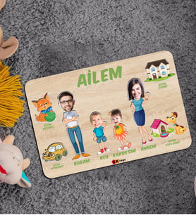 BK Toys Çocuklara Özel Ailem Konseptli(4 Kişilik) Ahşap Eğitici Yapboz Puzzle-Model 5