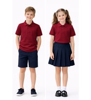Erkek Kız Çocuk Polo Yaka Kısa Kollu Tişört BGL-ST05505 (Bordo)