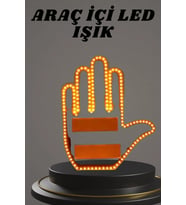El Orta Parmak Led Kumandalı Araç İçi Reflektör Arka Cam El Simgesi