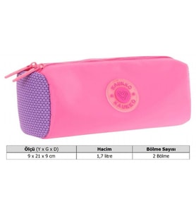 Kaukko İki Bölmeli Kız Çocuk Okul Kalem Çantası - Pembe Mor - K2741 (Çok Renkli)
