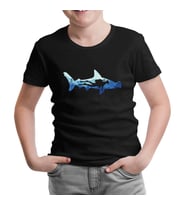 Diver Underwater in a Shark Silhouette Siyah Çocuk Tshirt
