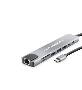 Type-C Hub Hdmi 4K Usb 3.0 Lan Kart Okuyucu 8 Port - Gri HDX7841 (Standart)