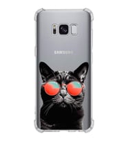 PrintiFy Samsung Galaxy S8 Plus Uyumlu Kedi 3 Baskılı Şeffaf Köşe Korumalı Antişok Kılıf