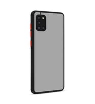 Galaxy A31 Kılıf Zore Hux Düğme ve Kapak Zıt Renk Kılıf (Siyah)