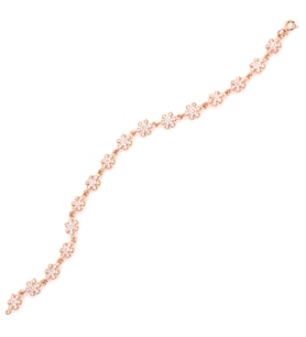 925 Ayar Gümüş Kar Tanesi Model Bileklik Rose (Pembe)
