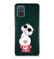 Samsung Galaxy A71 Soft Premier Kapak Coolcat Tasarımlı Silikon Kılıf - Yeşil (Şeffaf)