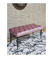 Siyah Boyalı Tel Ayaklı 90 cm Puf Bench - Puf - Bench - Kasalı Oturak - Oturak - Yatak Ucu Puf Pembe Renk 90 x 41 Boyut/Ebat (Çok Renkli)