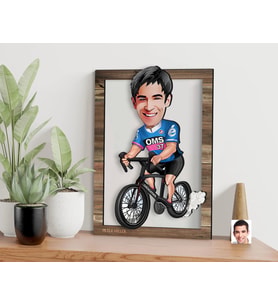 BK Gift Kişiye Özel Erkek Bisikletçi Karikatürlü 3D Ahşap Tablo, Sevgiliye Hediye, Arkadaşa Hediye, Yıl Dönümü Hediyesi, Doğum Günü Hediyesi-1